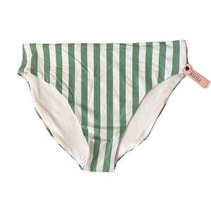 Victorias Secret Swim Green and White Striped Full Coverage Swim Bottoms